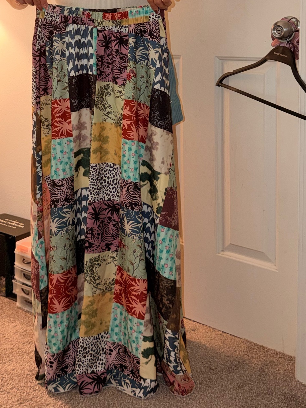 Romwe: Boho Patchwork Maxi Skirt in Multicolor